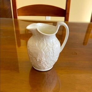 Wedgwood Unused Elegant White Ceramic Pitcher. 6 inches. Very pretty. MINT.